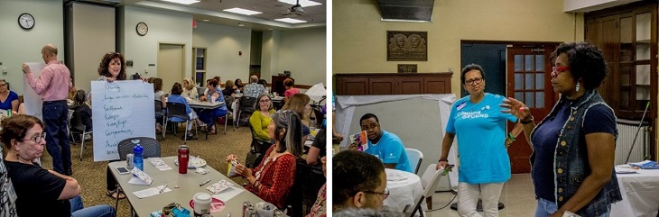 Two images of Common Ground Cleveland 2018 conversations